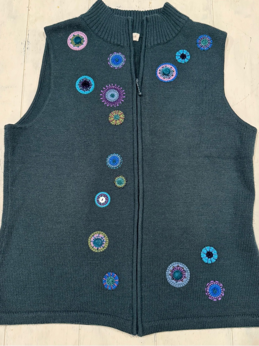 VTG Boho Y2K Grandmacore Coldwater Creek Sweater Vest Multicolor Crocheted